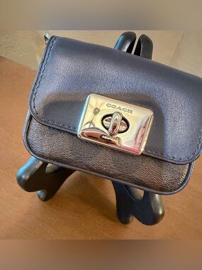 COACH Signature Leather Mini Cassidy with Silver Turnlock